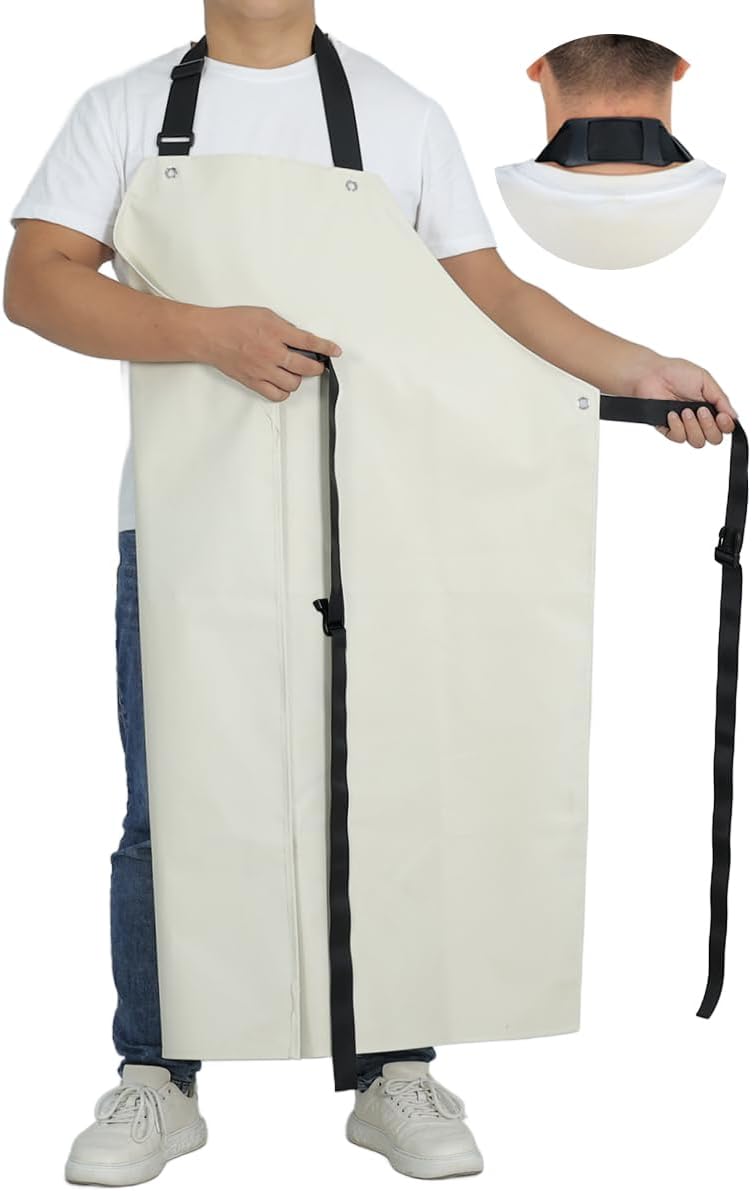 STPGIFC Thick Rubber Apron, Waterproof Apron Butcher Heavy Duty Chemical Resistant Adjustable Work Apron - Image 1